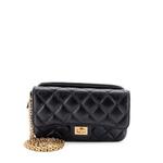 Reissue 2.55 Flap Phone Holder with Chain Quilted Aged Calfskin shoulder bag 1