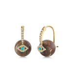 Серьги-подвески Evil Eye из желтого золота с бриллиантами 2