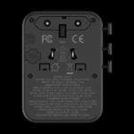 Momax 1-WORLD² 70W адаптер с двумя розетками AC и пятью USB GaN для глобального использования - Черный 3