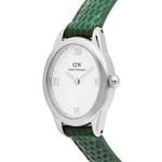 Ophelia Mini Green Lizard White Guilloché Silver - Женские часы из нержавеющей стали с кожаным ремешком DW Official Authentic Original 3