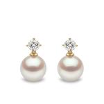 Серьги Classic Akoya из желтого золота с жемчугом и бриллиантами 1