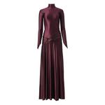 Драпированное платье макси Plum Velvet с высоким воротником 1