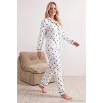 Пижама Ecru Cotton Soft Tuşe Lycra Polka Dot Patterned Ribbed Knitted 1