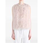 feather-trim sleeveless jacket 2