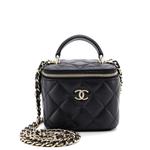 Стеганая мини-сумка через плечо Classic Top Handle Vanity Case с цепочкой 1