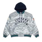 Варсити-куртки Supreme x Homerun Satin Hooded Varsity Jacket 'Silver' 1