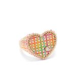 Перстень Chevalière Coeur Picotti Email из желтого золота с бриллиантами 1