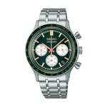 Seiko Sport Хронограф с зеленым циферблатом и белыми вспомогательными циферблатами, стальной браслет, кварцевые часы SSB481P1 1