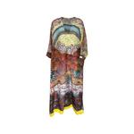 Rainbow landscape-print V-neck dress 1