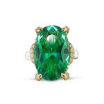Позолоченное кольцо Tourmaline Mermaid с камнями и жемчугом 2