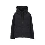 knit-sleeve hooded puffer jacket 1