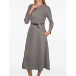 belted long-sleeve midi dress 2