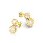 Серьги-гвоздики M/G Sliced Bezel из желтого золота с жемчугом 2