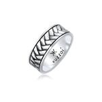 Мужское серебряное кольцо-банд Herringbone, оксидированное 1