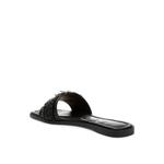 Плоские босоножки с диамантами черного цвета 3