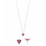 Комплект Dragonfly из колье и серег из розового золота 1