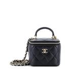 Стеганая мини-сумка через плечо Classic Top Handle Vanity Case с цепочкой 1
