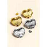 Серьги-гвоздики с рифленым сердечком из белого золота 5