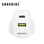 SunShine 2-портовый 1C1A настенное зарядное устройство 25 Вт 2