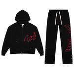 Домашняя одежда Godspeed OG Logo Sweatsuit 'Black/Red Plaid' 1