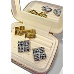 Многослойные серьги-гвоздики Ridged Square Gold 7