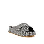 Raffia Flatform Slip Ons в черно-белом цвете 2