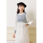 HELLO KITTY Пэчворк рифленое вышитое платье мини с перепадом длины [KB1395] 2