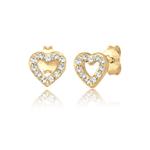Серьги-гвоздики Swarovski® Crystal Heart из серебра с позолотой 1