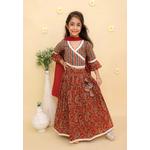 Детский костюм-лехенга с дупаттой The Mom Store Rust Kalamkari, бордовый 7