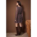 Платье Brown Plaid Check A-Line/ Bell Form Short / Mini Woven Chiffon 4
