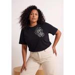Черная футболка plus size из 100% хлопка с цветочной вышивкой, обычная посадка Tbbss26Bf00017 4
