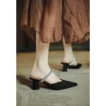 Мюли на каблуке со стразами и ремешком, 6 см, TE726-29 5