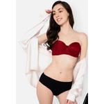 Clovia Invisi Padded Underwired Full Coverage Strapless Balconette Bra бордового цвета с прозрачными бретелями и поясом — кружево 2