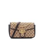 Маленькая сумка на плечо GG Marmont Flap Bag Diagonal Quilted GG Canvas with Leather 1