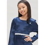 Детское темно-синее платье с цветочной брошью Baju Hari Raya 5
