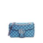 Маленькая сумка на плечо GG Marmont Flap Bag Diagonal Quilted GG Canvas with Leather 1