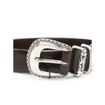 engraved-buckle leather belt 2