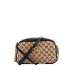 Маленькая сумка на плечо GG Marmont Shoulder Bag Diagonal Quilted GG Canvas with Leather 1