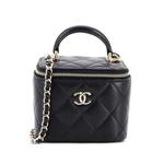 Стеганая мини-сумка через плечо Classic Top Handle Vanity Case с цепочкой 1