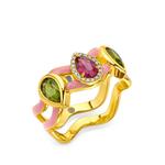Bubblegum tourmaline and diamond band ring 1