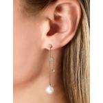 Серьги Trend из желтого золота с жемчугом и бриллиантами 2