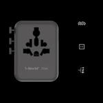 Momax 1-WORLD² 70W адаптер с двумя розетками AC и пятью USB GaN для глобального использования - Черный 2