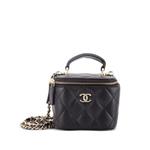 Стеганая мини-сумка через плечо Classic Top Handle Vanity Case с цепочкой 1
