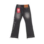 Штаны Godspeed OG Logo Flared Denim Stitched 'Grey Wash' 2