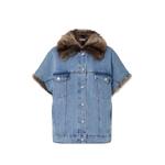 denim vest with teddy details 1