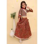 Детский костюм-лехенга с дупаттой The Mom Store Rust Kalamkari, бордовый 6