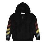 Молнии Off-White Diag Brushed Mohair Zip Hoodie 'Black/Rainbow' 1