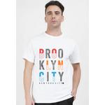 Свободная футболка Brooklyn Print Graphic White Cotton Short Sleeve Crew Neck Relaxed Tee 1