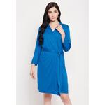 Халат Clovia Chic Basic кобальтово-синего цвета - вискоза 4