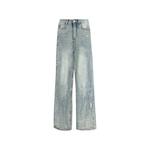 Lacy distressed wide-leg jeans 1